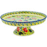 Polish Pottery Cake Stand 10&quot; Rising Roses Yellow Morning UNIKAT