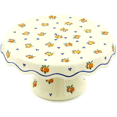 Polish Pottery Cake Stand 11&quot; Country Apple