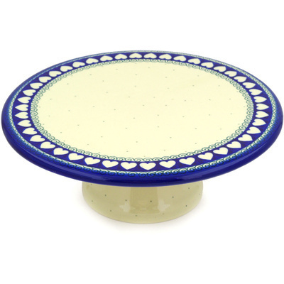 Polish Pottery Cake Stand 11&quot; Light Hearted