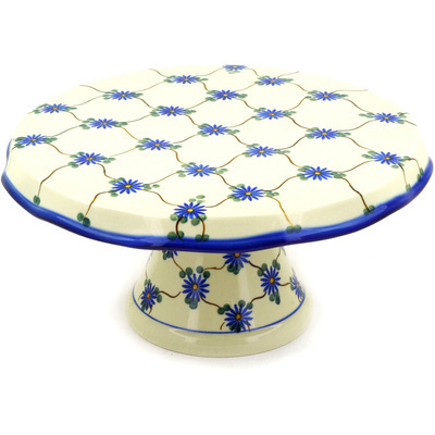 Polish Pottery Cake Stand 12&quot; Aster Trellis