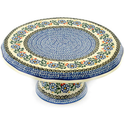 Polish Pottery Cake Stand 12&quot; Berries And Daisies