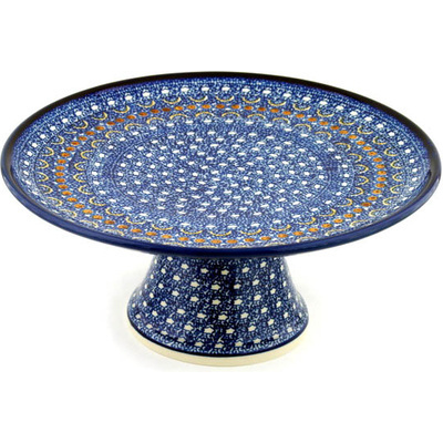 Polish Pottery Cake Stand 12&quot; Blue Horizons