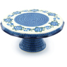 Polish Pottery Cake Stand 12&quot; Blue Poppies