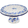 Polish Pottery Cake Stand 12&quot; Blue Spring