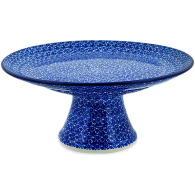 Polish Pottery Cake Stand 12&quot; Choppy Waters
