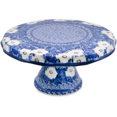 Polish Pottery Cake Stand 12&quot; Dancing In The Rain UNIKAT