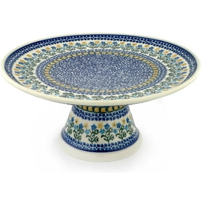 Polish Pottery Cake Stand 12&quot; Field Of Wildflowers