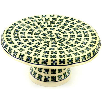 Polish Pottery Cake Stand 12&quot; Four Square Dots