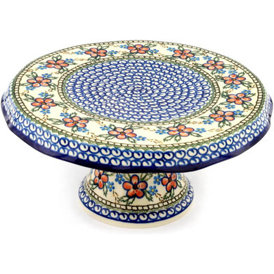 Polish Pottery Cake Stand 12&quot; Lancaster Rose