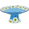 Polish Pottery Cake Stand 12&quot; Pansies And Daisies UNIKAT
