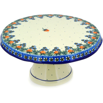 Polish Pottery Cake Stand 12&quot; Strawberry Fever