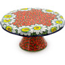 Polish Pottery Cake Stand 12&quot; Sweet Red Petals UNIKAT