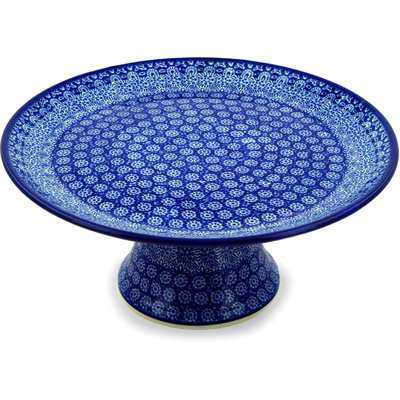 Polish Pottery Cake Stand 12&quot; Winter Frost