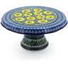 Polish Pottery Cake Stand 12&quot; Yellow Sunflowers UNIKAT