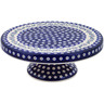 Polish Pottery Cake Stand 13&quot; Peacock Forget-me-not