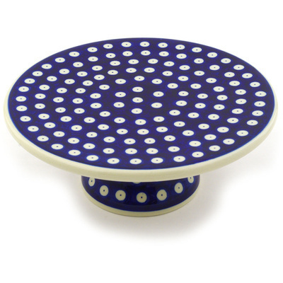 Polish Pottery Cake Stand 8&quot; Blue Eyes