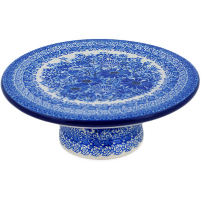 Polish Pottery Cake Stand 8&quot; Dreams In Blue UNIKAT