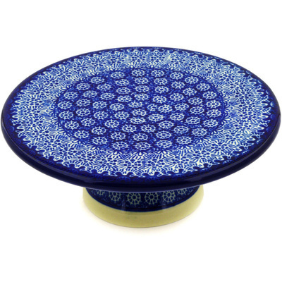 Polish Pottery Cake Stand 8&quot; Winter Frost