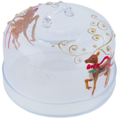 Glass Cake Stand with Cover 9&quot; Reindeer Games