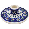 Polish Pottery Candle Holder 0&quot; Peacock Leaves