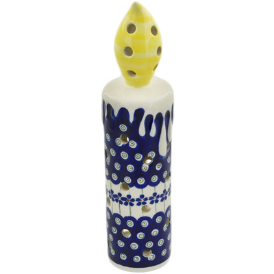 Polish Pottery Candle Holder 10&quot; Flowering Peacock
