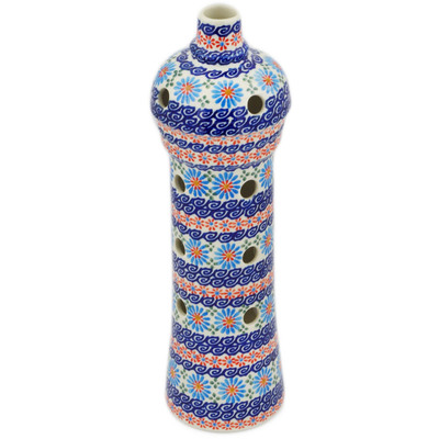 Polish Pottery Candle Holder 12&quot; Floral Frenzy