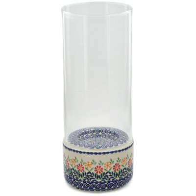 Polish Pottery Candle Holder 15&quot; Wave Of Flowers