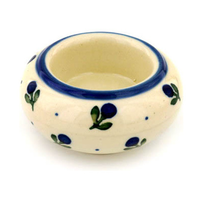 Polish Pottery Candle Holder 3&quot; Blue Buds