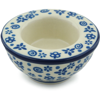 Polish Pottery Candle Holder 3&quot; Blue Confetti