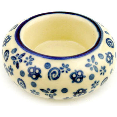 Polish Pottery Candle Holder 3&quot; Blue Confetti