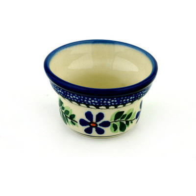 Polish Pottery Candle Holder 3&quot; Blue Daisy Swirls