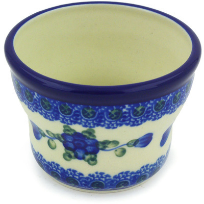 Polish Pottery Candle Holder 3&quot; Blue Poppies