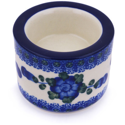 Polish Pottery Candle Holder 3&quot; Blue Poppies