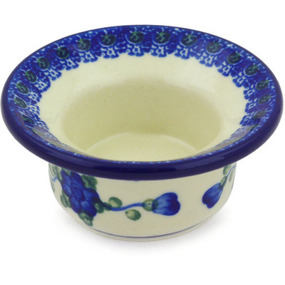 Polish Pottery Candle Holder 3&quot; Blue Poppies