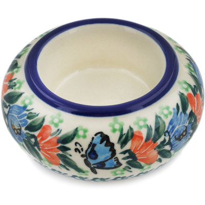 Polish Pottery Candle Holder 3&quot; Butterfly Love UNIKAT