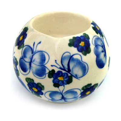 Polish Pottery Candle Holder 3&quot; Butterfly Whimsy