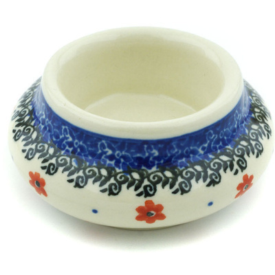 Polish Pottery Candle Holder 3&quot; Flower Speckle