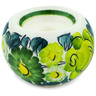 faience Candle Holder 3&quot; Green Wave