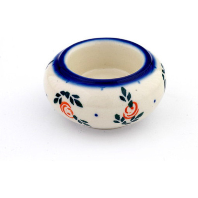 Polish Pottery Candle Holder 3&quot; Peach Rose