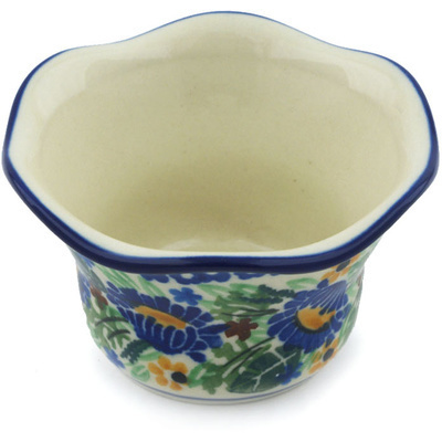 Polish Pottery Candle Holder 3&quot; Peeking Blooms UNIKAT