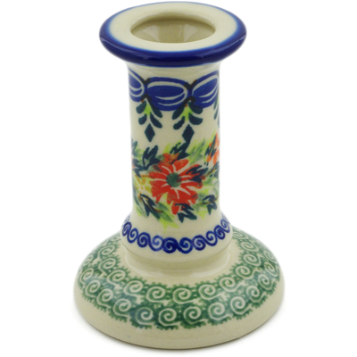 Polish Pottery Candle Holder 3&quot; Ring Of Flowers UNIKAT