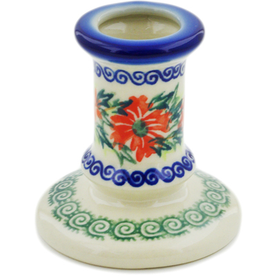 Polish Pottery Candle Holder 3&quot; Ring Of Flowers UNIKAT
