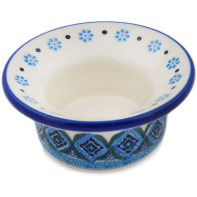 Polish Pottery Candle Holder 3&quot; Sparkling Sea UNIKAT
