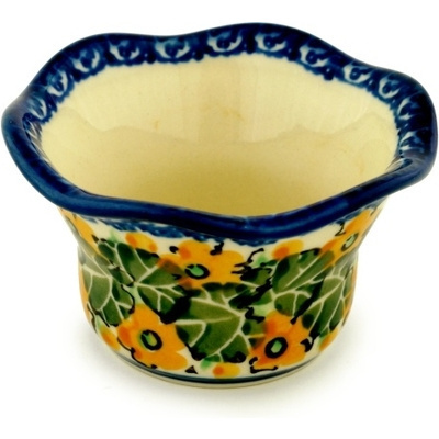 Polish Pottery Candle Holder 3&quot; Sunflower Chain UNIKAT
