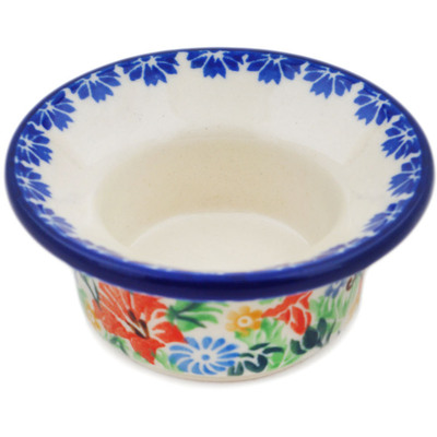 Polish Pottery Candle Holder 3&quot; Trumpet Garden UNIKAT