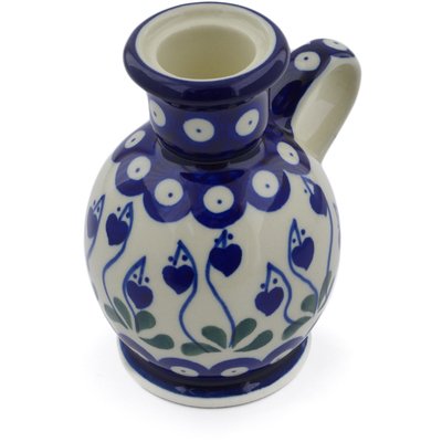 Polish Pottery Candle Holder 4&quot; Bleeding Heart Peacock