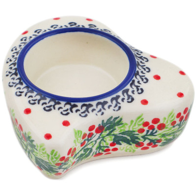 Polish Pottery Candle Holder 4&quot; Blooming Rowan