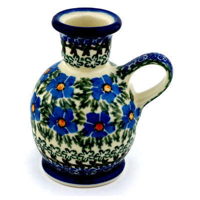 Polish Pottery Candle Holder 4&quot; Blue Daisy Dream UNIKAT