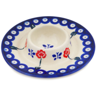 Polish Pottery Candle Holder 4&quot; Blue Eye Spring