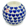 Polish Pottery Candle Holder 4&quot; Blue Heart Love